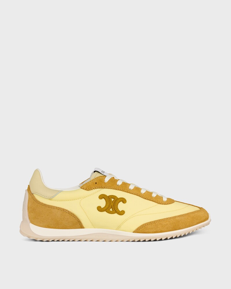 SNEAKER RACER EN NYLON, CUIR DE VEAU VELOURS ET CUIR DE VEAU - OCRE / JAUNE CLAIR -  - 1 | CELINE