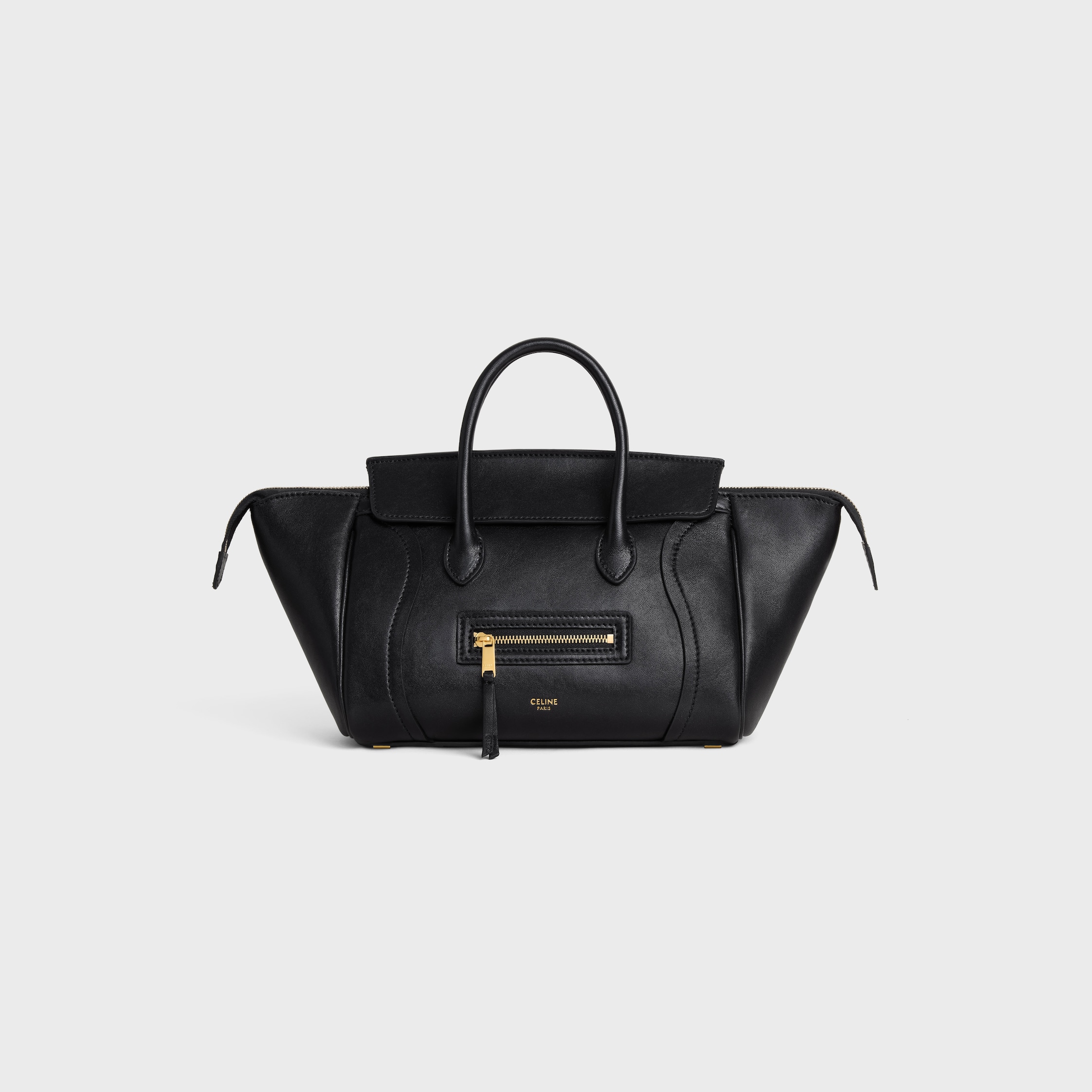 LITTLE LUGGAGE IN SUPPLE SHINY LAMBSKIN - BLACK | CELINE