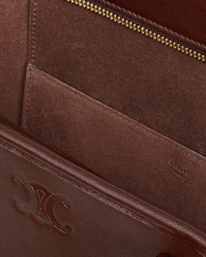 TALL CABAS EN AGNEAU BRILLANT - MARRON fonc&eacute; - HOMME - 1 | CELINE