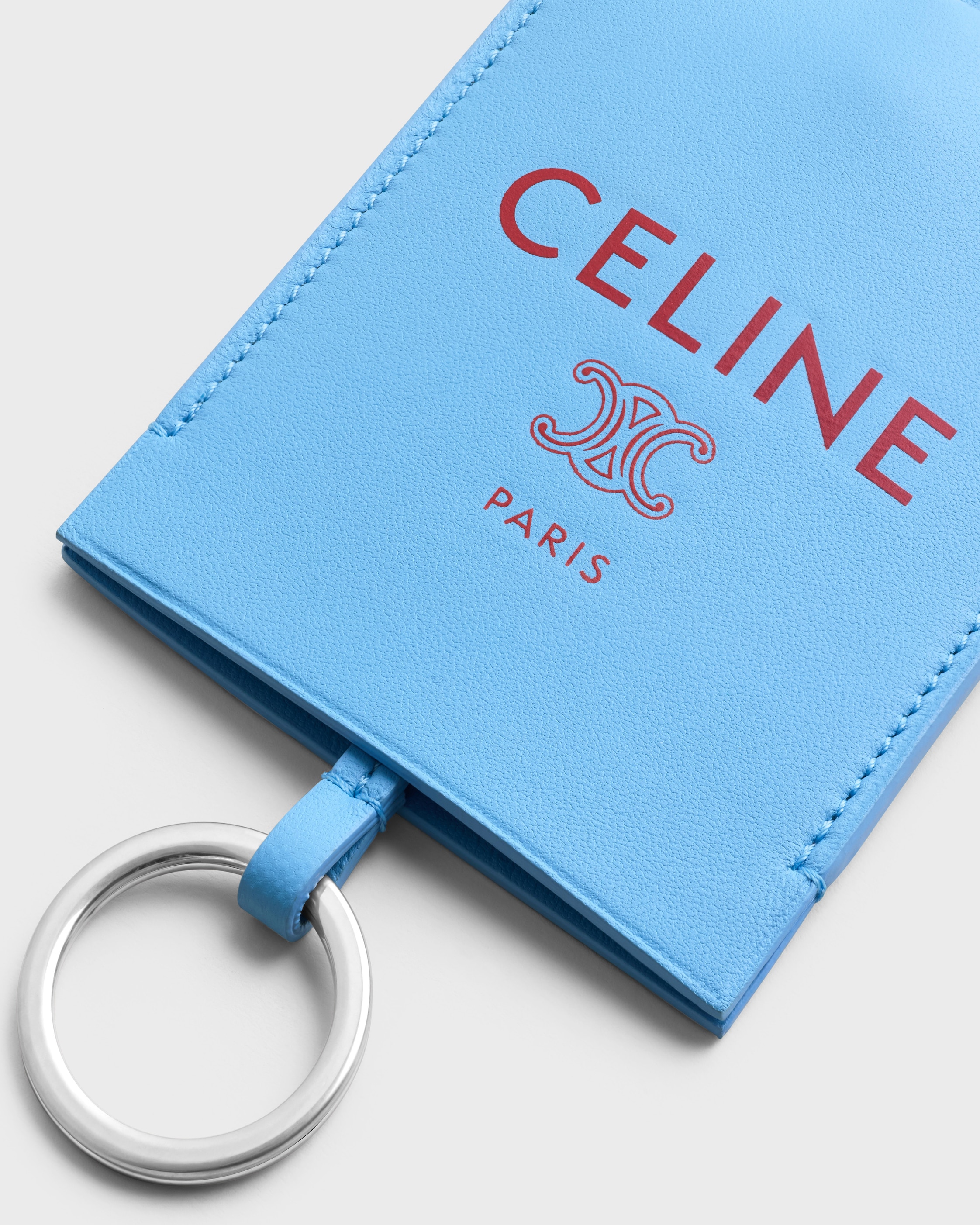 Cloche-Clés Take Away IN SMOOTH LAMBSKIN - SKY BLUE / RED | CELINE