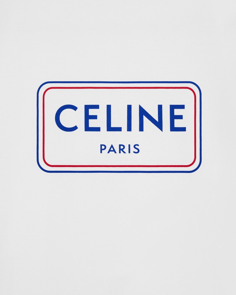 loose t-shirt IN cotton jersey - OPTIC WHITE/RED/DENIM BLUE -  - 1 | CELINE
