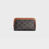 Pochette Cosmétique Petit Modèle Toile Triomphe et Veau - TAN - CELINE MAISON - 1 | CELINE