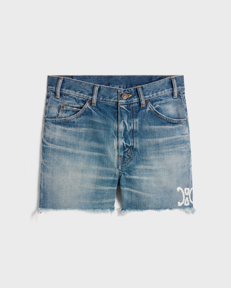 short skate em denim com lavagem electric sky - ELECTRIC SKY - - 1 | CELINE
