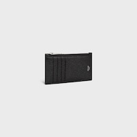 TARJETERO COMPACTO CON CREMALLERA DE PIEL DE BECERRO CON TEXTURA GRANULADA - NEGRO - TARJETEROS - 2 | CELINE
