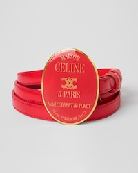 MINI MAISON CELINE BELT 13MM IN TAURILLON LEATHER WITH VARNISHED BUCKLE - ULTRA RED -  - 1 | CELINE