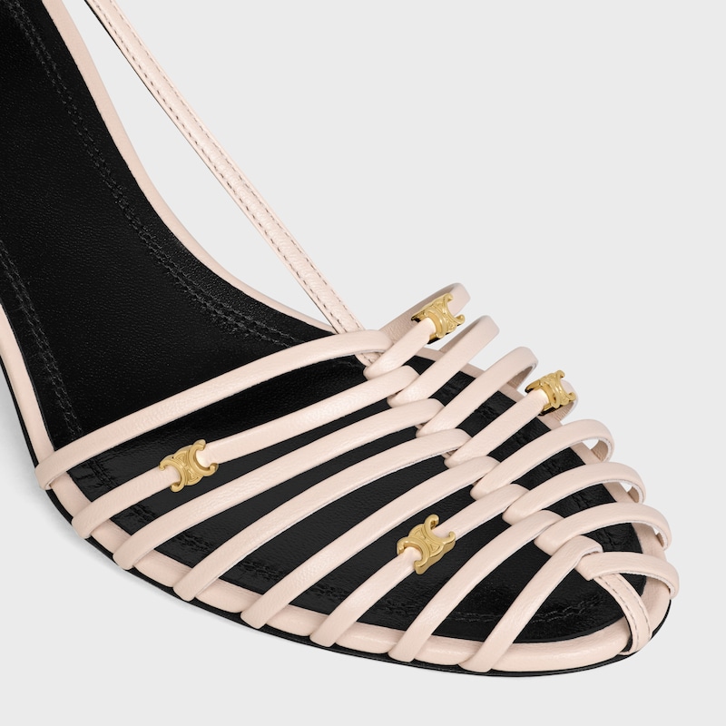 SANDALE À TALON CAGE EN CUIR DE CHÈVRE - ROSE POUDRÉ -  - 1 | CELINE