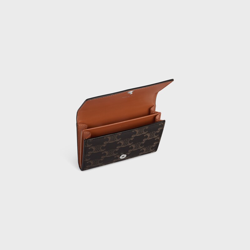 Business Card Holder in Triomphe Canvas - TAN - TRIOMPHE CANVAS - 1 | CELINE