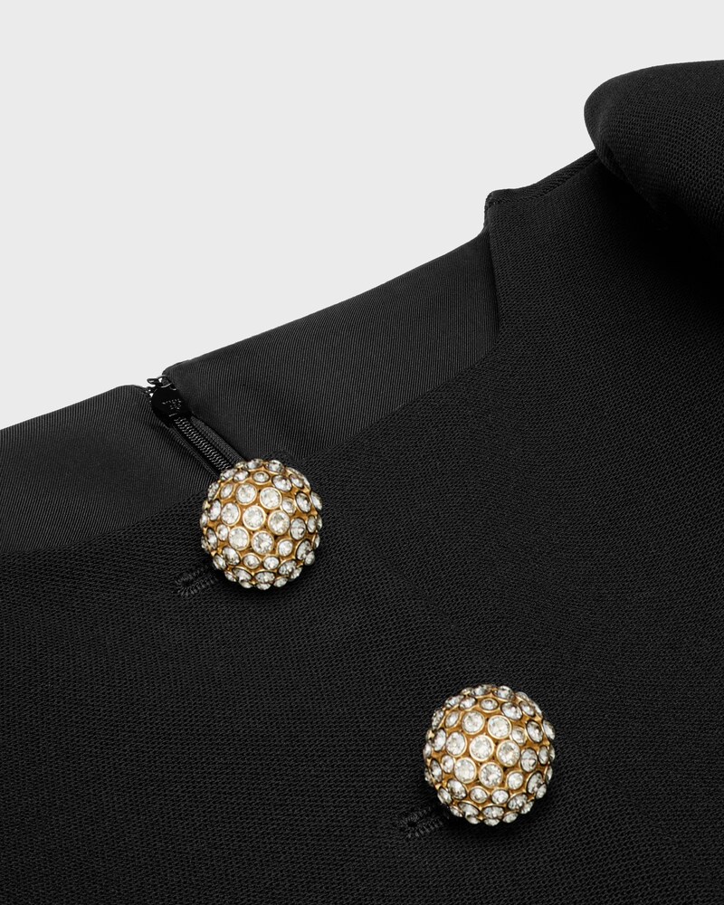 mini robe boutons bijoux piqu&eacute; de laine - Noir -  - 1 | CELINE
