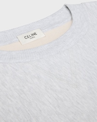 oversized crewneck sweater IN cotton fleece - PALE GREY / DENIM BLUE -  - 2 | CELINE