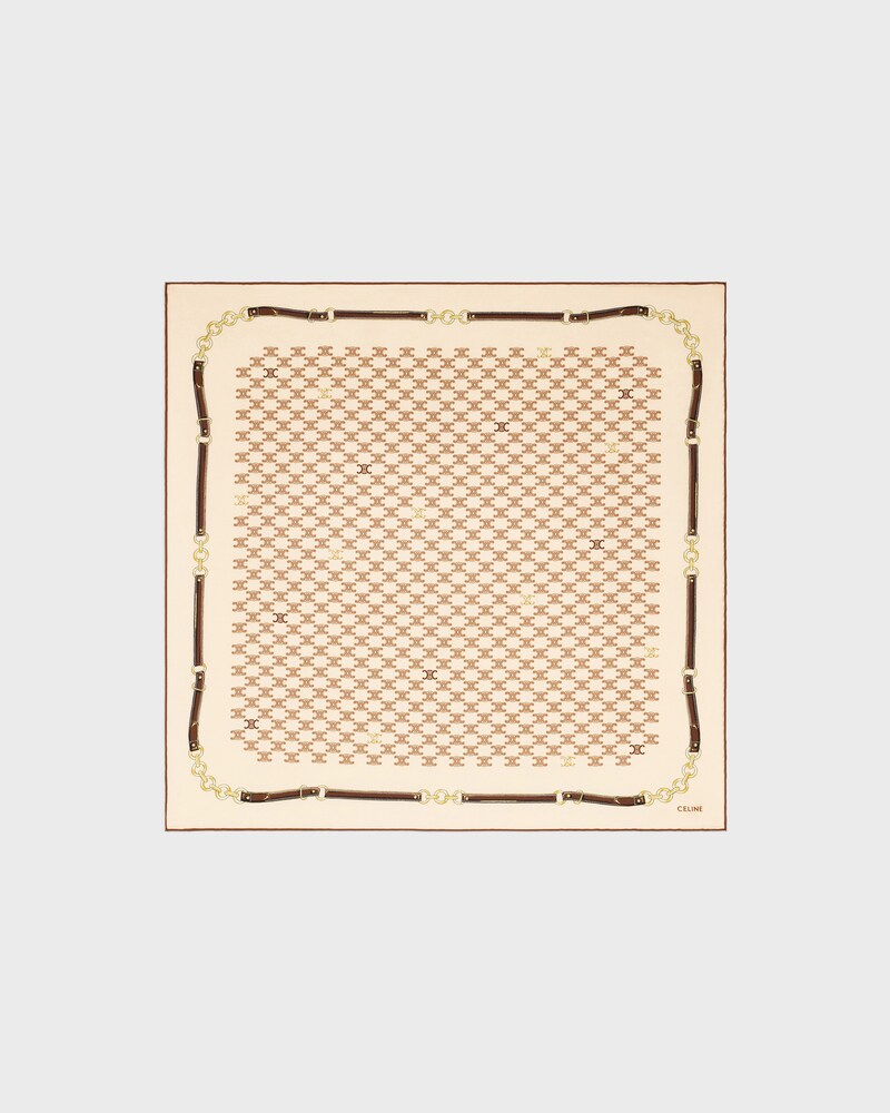 BANDANA DE SARGA DE SEDA HERITAGE - VAINILLA / MARR&Oacute;N / TOSTADO -  - 1 | CELINE