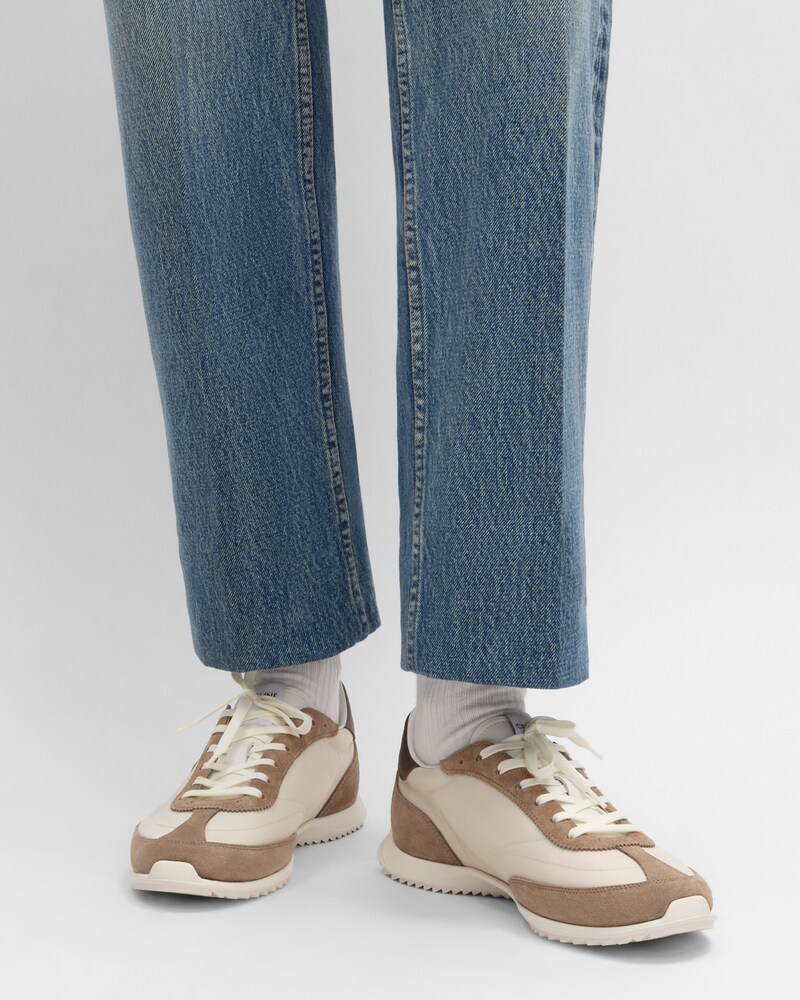 RACER SNEAKER IN NYLON, SUEDE CALFSKIN AND CALFSKIN - OPTIC WHITE / BROWN -  - 1 | CELINE