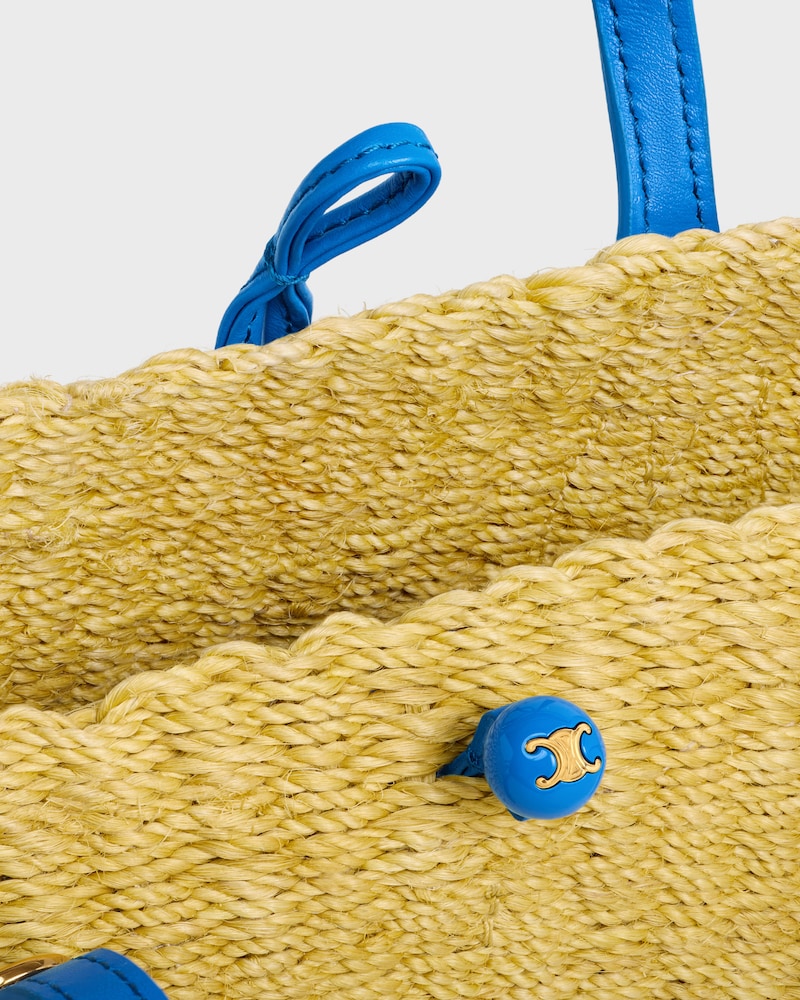 SMALL TRIOMPHE BEADS BASKET IN SISAL AND CALFSKIN - NATURAL / ULTRA BLUE - SHOULDER BAGS - 1 | CELINE