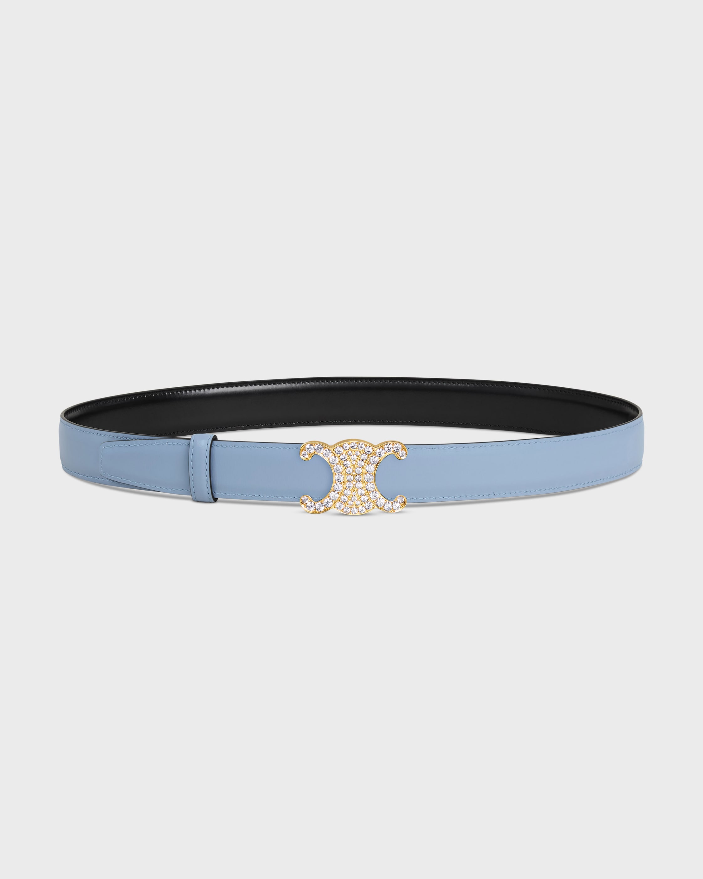 TRIOMPHE BUCKLE & REVERSIBLE STRAP 25MM - BLACK / LIGHT DENIM | CELINE