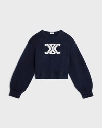 pull col rond coton - BLEU MARINE / BLANC -  - 1 | CELINE
