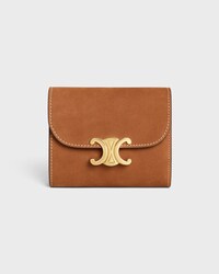 Small Flap Wallet TRIOMPHE IN NUBUCK CALFSKIN - CAMEL - WALLETS - 1 | CELINE