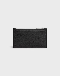 TARJETERO COMPACTO CON CREMALLERA DE PIEL DE BECERRO CON TEXTURA GRANULADA - NEGRO - TARJETEROS - 2 | CELINE