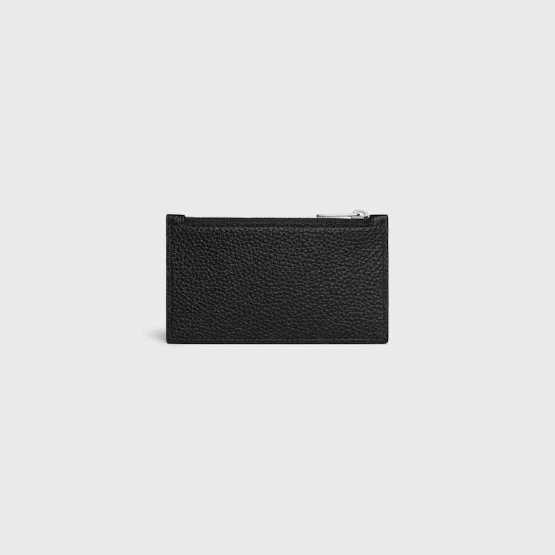 Porte-cartes compact zipp&eacute; EN VEAU GRAIN&Eacute; - NOIR - PORTE CARTES - 1 | CELINE