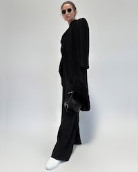 coat IN viscose and wool natté - BLACK -  - 2 | CELINE