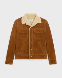 veste trucker croûte veau - MARRON/CREME -  - 1 | CELINE