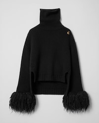 turtleneck sweater IN ribbed cashmere - BLACK -  - 1 | CELINE
