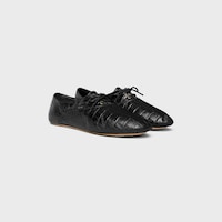 BALLET LACE-UP SHOE IN CROCODILE STAMPED LAMBSKIN - BLACK -  - 2 | CELINE