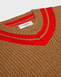 JERSEY CON CUELLO EN V DE CACHEMIRA. - CAMEL / ROJO -  - 2 | CELINE