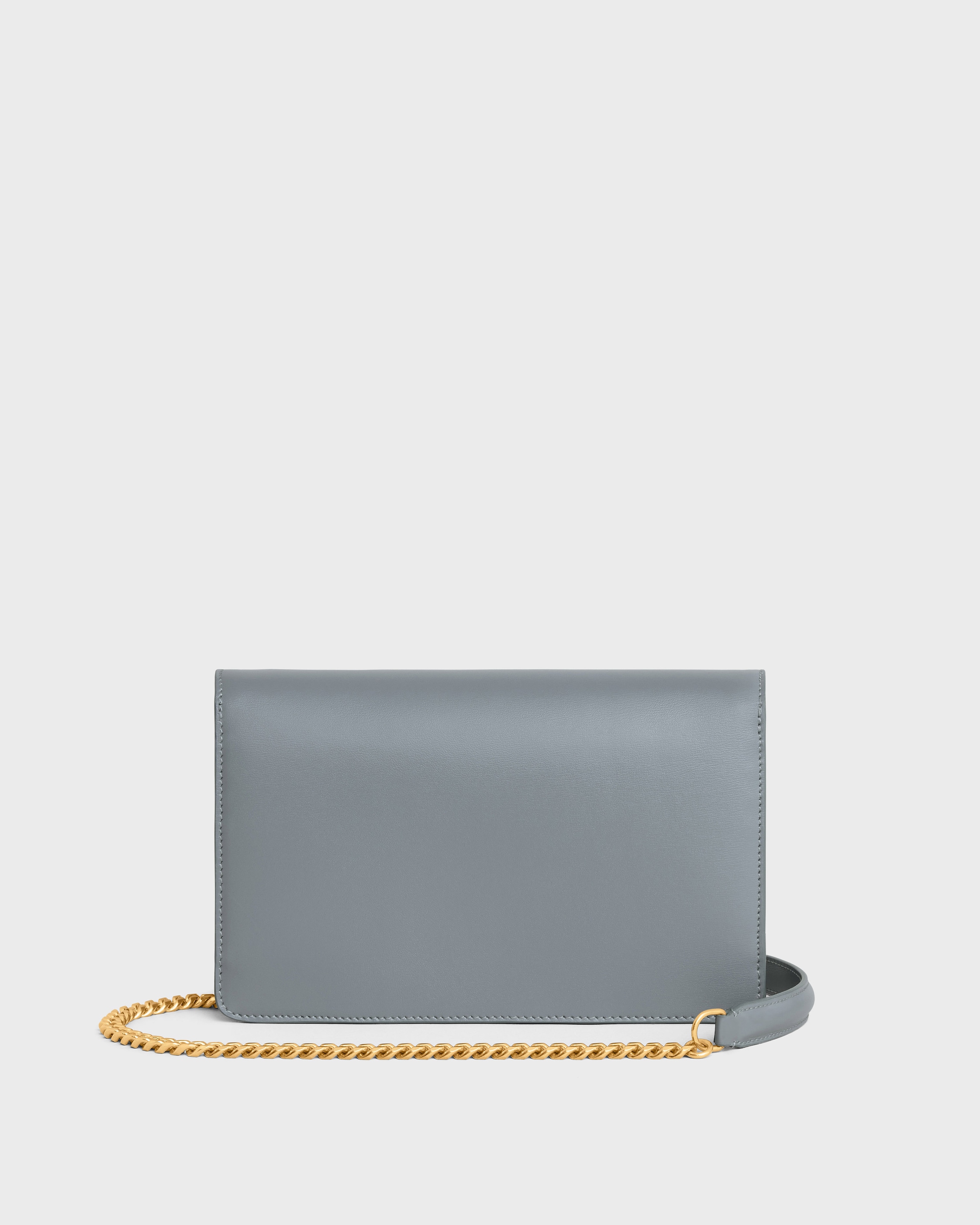 WALLET ON CHAIN MARGO in Shiny calfskin - BLUE GREY | CELINE