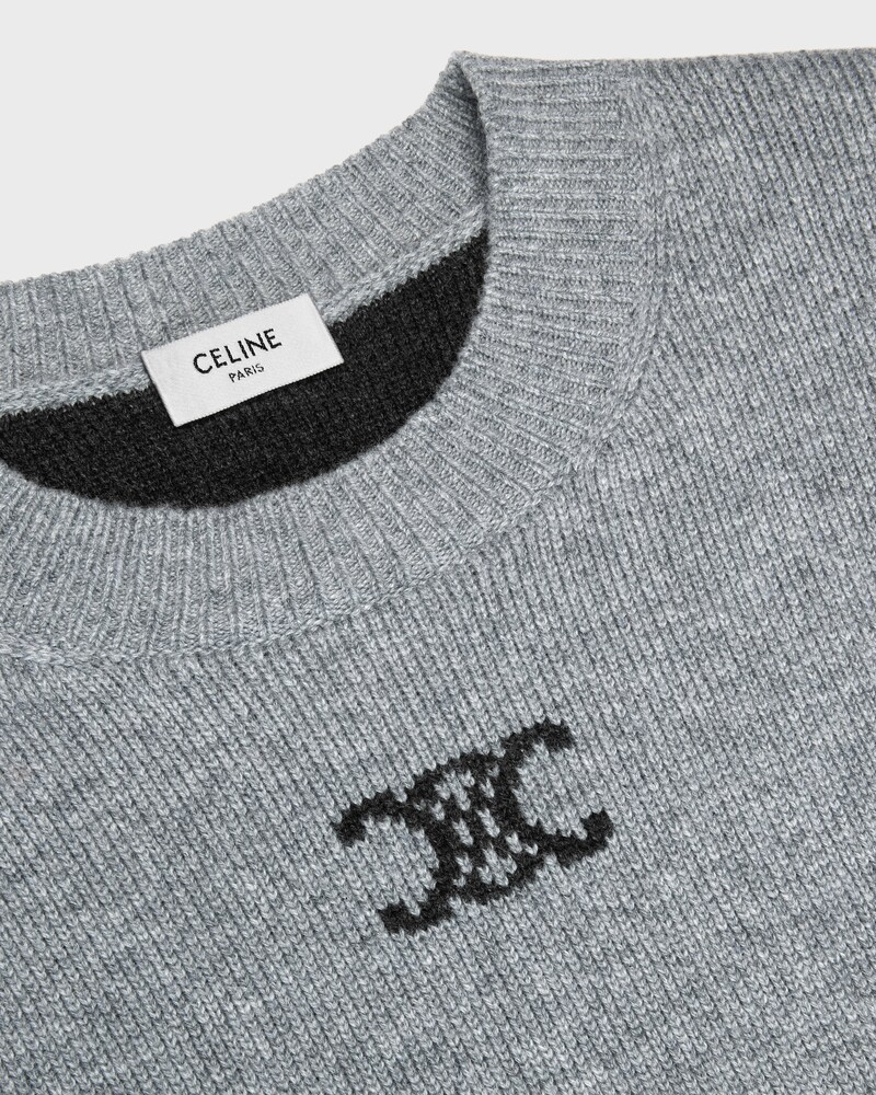 crewneck sweater IN cashmere - MEDIUM GREY/DARK GREY -  - 1 | CELINE