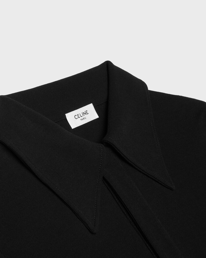 polo shirt IN ribbed cotton - BLACK / WHITE -  - 1 | CELINE