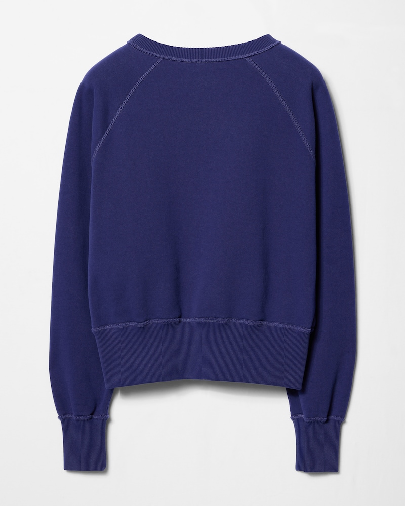SWEATSHIRT IN cotton fleece - WASHED NAVY / YELLOW -  - 1 | CELINE