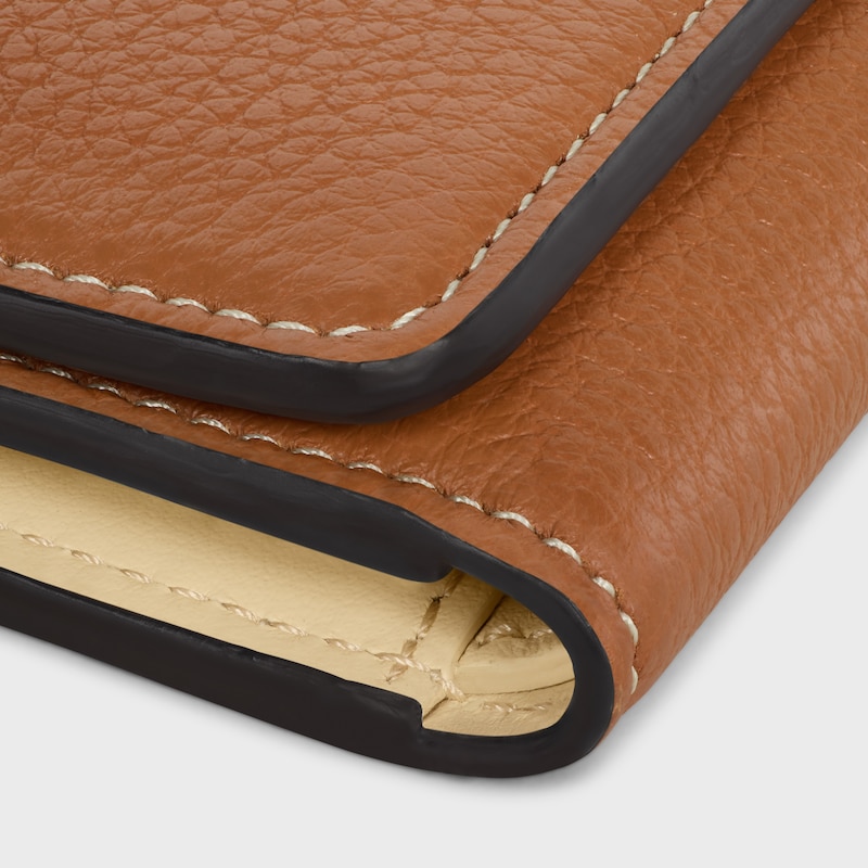 FINE WALLET TRIOMPHE STAMP IN SUPPLE GRAINED CALFSKIN - SOFT TAN / SOFT CREAM - WALLETS - 1 | CELINE