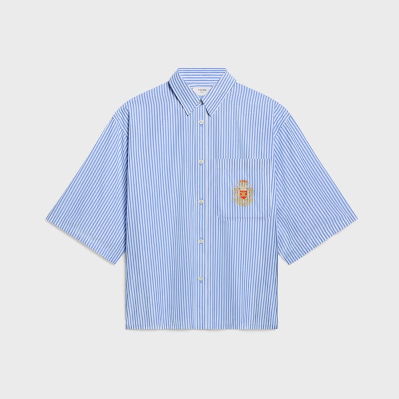 chemise scout popeline coton rayé - CRAIE/BLEU CIEL -  - 1 | CELINE