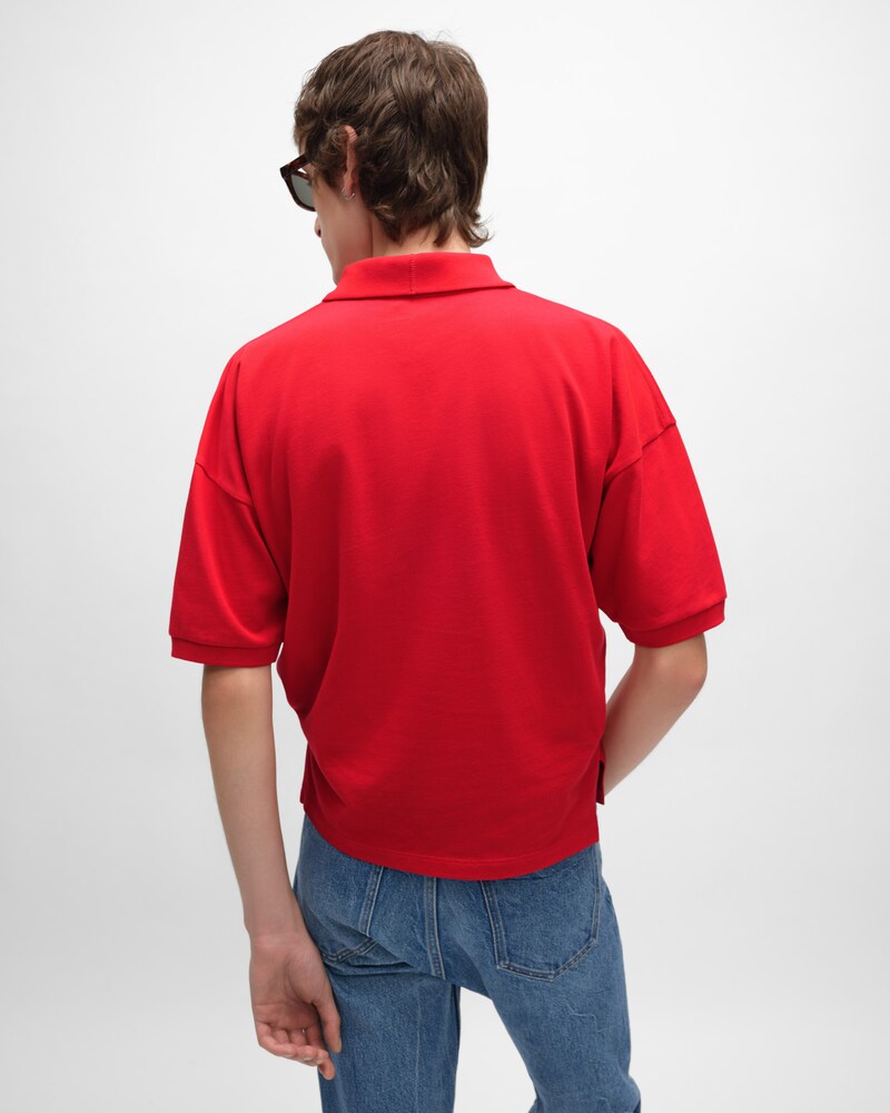 polo shirt IN PIQUE COTTON JERSEY - LIVE RED/ BLEU DENIM -  - 1 | CELINE