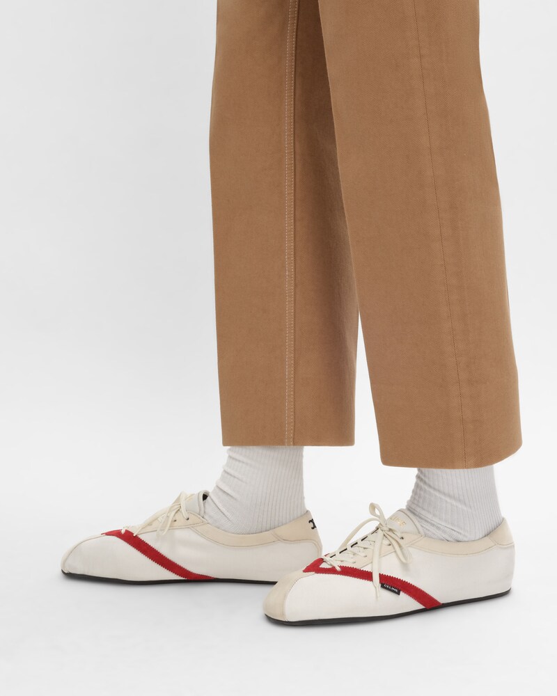 DER FLAT SNEAKER AUS GROSGRAIN, SAMT, ZIEGENWILDLEDER UND LAMMLEDER - WEISS / ROT -  - 1 | CELINE