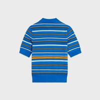 short-sleeved polo sweater IN fine cotton - BLUE/ORANGE -  - 2 | CELINE