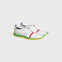 SOFT SNEAKER IN STRETCH LAMBSKIN, SUEDE CALFSKIN AND LAMBSKIN - OPTIC WHITE/BRIGHT YELLOW/GREEN -  - 2 | CELINE