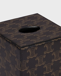 Tissue Cube in Triomphe Canvas - BLACK / TAN - HOME - 2 | CELINE