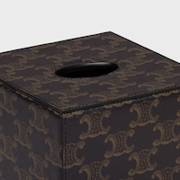 Tissue Cube in Triomphe Canvas - BLACK / TAN - SMALL GIFTS - 2 | CELINE