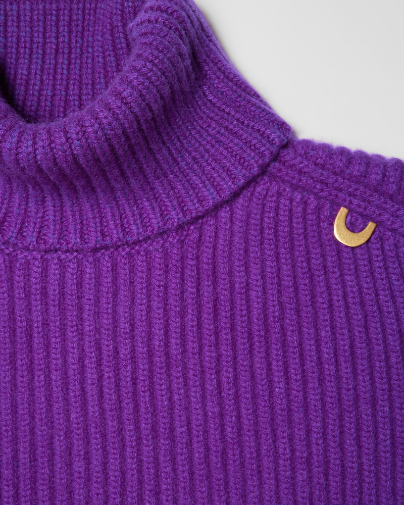 JERSEY CON CUELLO ALTO EN CANAL&Eacute; DE CACHEMIRA - MORADO -  - 1 | CELINE