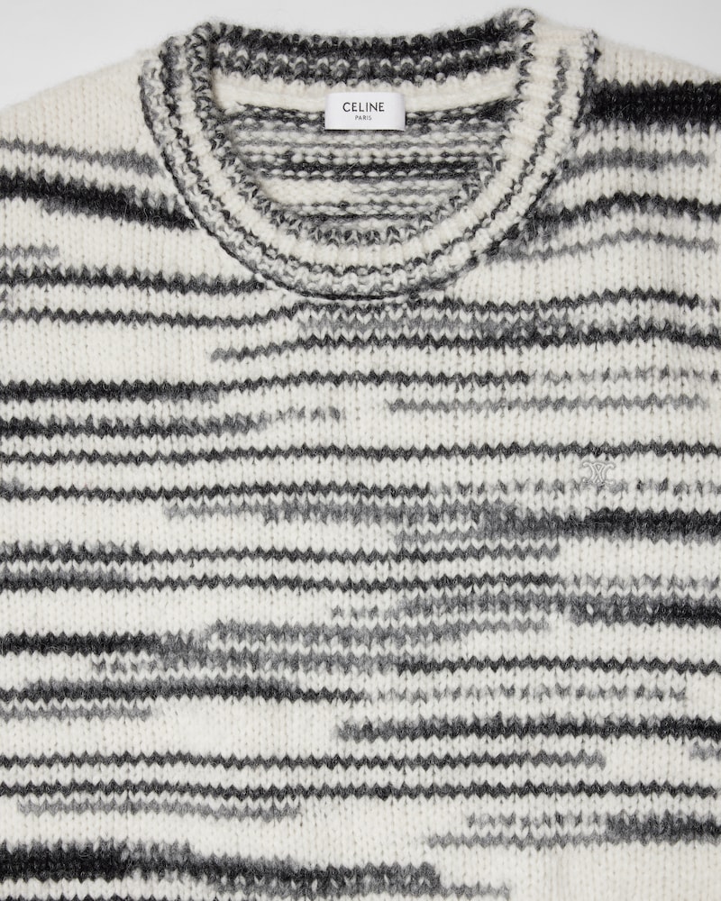 crewneck sweater IN BRUSHED ALPACA MOHAIR - WHITE/GREY -  - 1 | CELINE