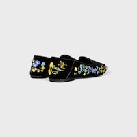 AURA LOAFER IN Flowers Embroidered Velvet - BLACK -  - 2 | CELINE