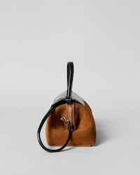 SMALL FLAIR BAG IN SUEDE CALFSKIN AND GLOSSY LAMBSKIN - CAMEL / BLACK - EVENING - 2 | CELINE