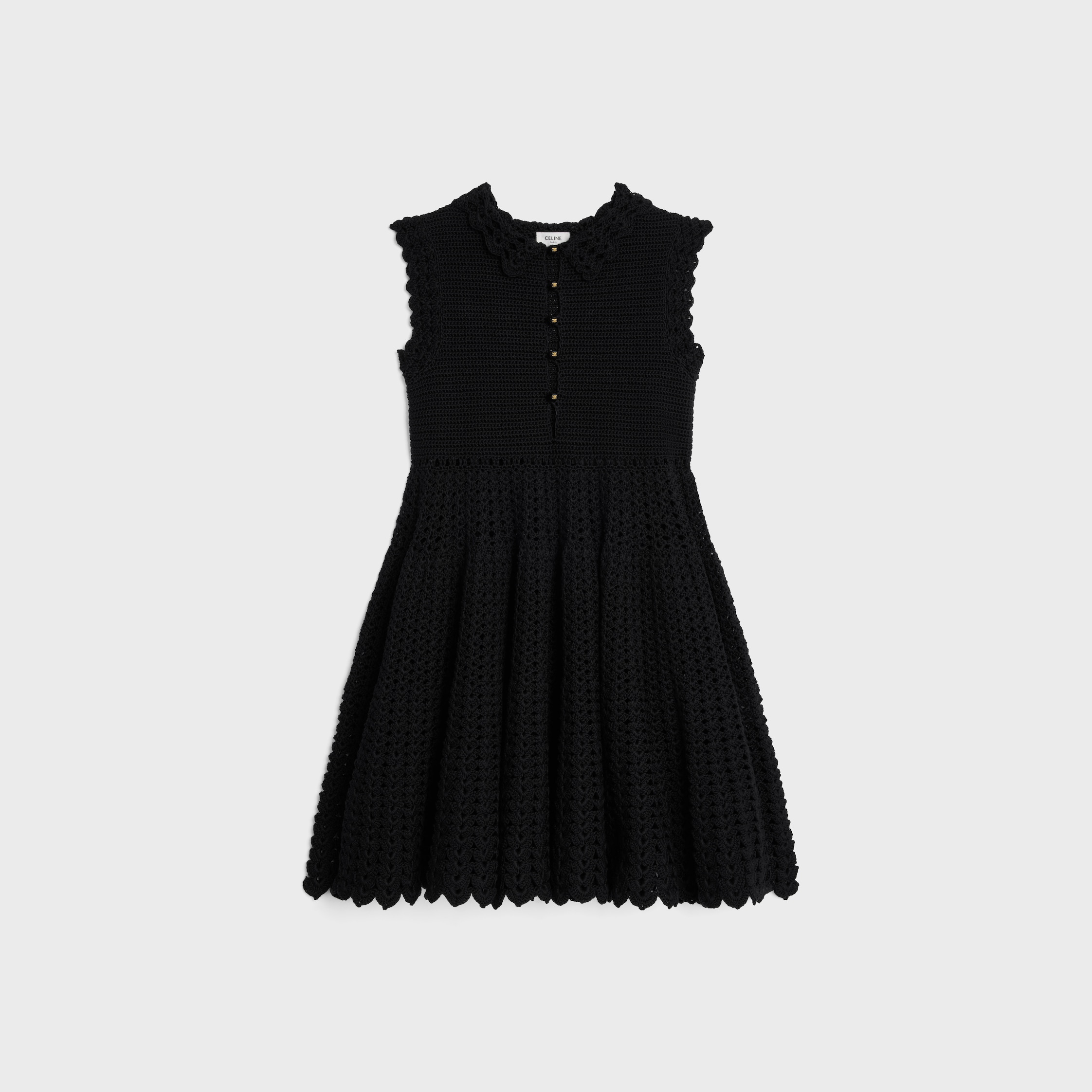 mini dress IN cotton crochet - BLACK | CELINE