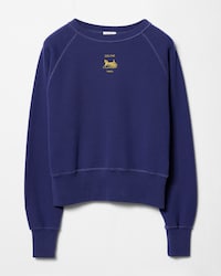 SWEATSHIRT IN cotton fleece - WASHED NAVY / YELLOW -  - 1 | CELINE