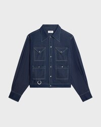 เสื้อเชิ้ต ผ้าคอตตอนเดนิม - สีดาร์กรินซ์ -  - 1 | CELINE