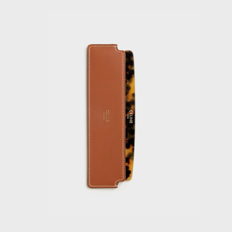 Hair Comb with Case in Natural Calfskin - Tan - CELINE MAISON - 1 | CELINE