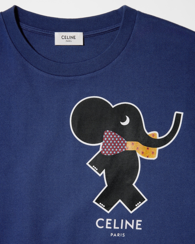 t-shirt IN cotton jersey - WASHED NAVY / MULTICOLOR | CELINE
