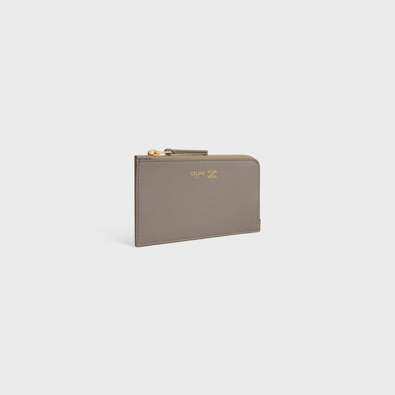 LONG ZIPPED CARD HOLDER IN SUPPLE GRAINED CALFSKIN - PEBBLE / LIGHT BLUE - NEW - 1 | CELINE