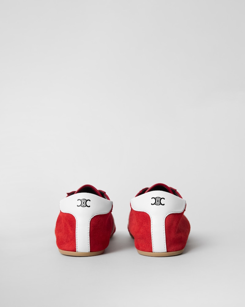 THE FLAT SNEAKER IN SUEDE CALFSKIN AND LAMBSKIN - RED/WHITE -  - 1 | CELINE