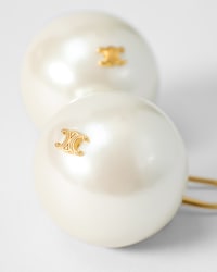 LES PERLES XL EARRINGS IN RESIN PEARL AND BRASS WITH GOLD FINISH - GOLD / IVORY - GIFTS FOR HER - 2 | CELINE